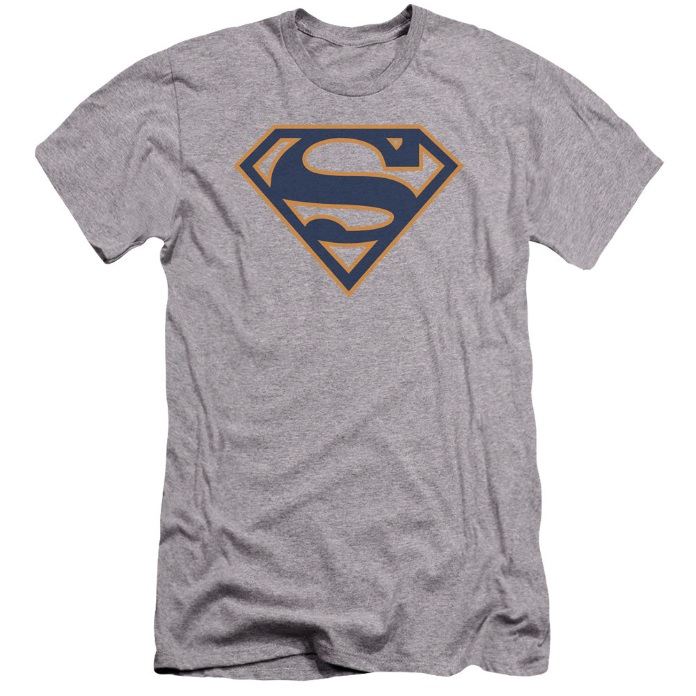 Superman - Navy & Orange Shield-premuim Canvas Adult Slim Fit 30/1 - Athletic Heather