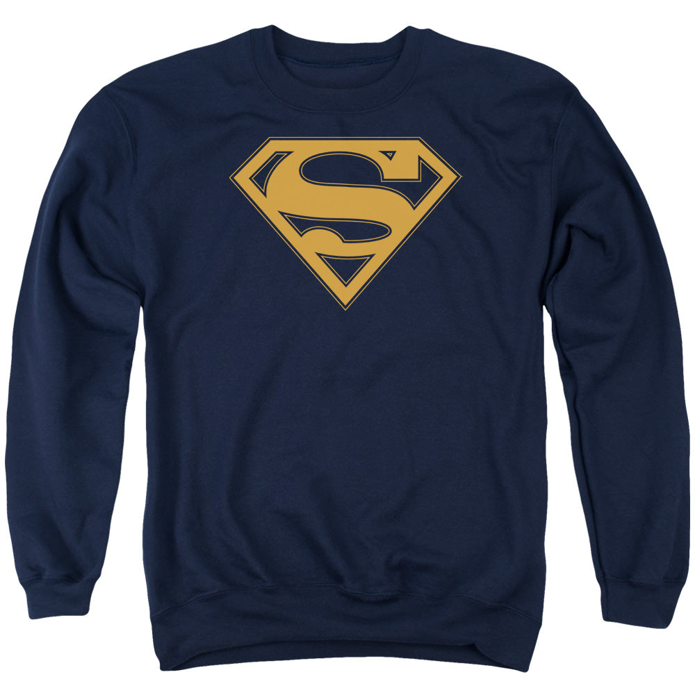 Superman - Navy & Orange Shield - Adult Crewneck Sweatshirt - Navy