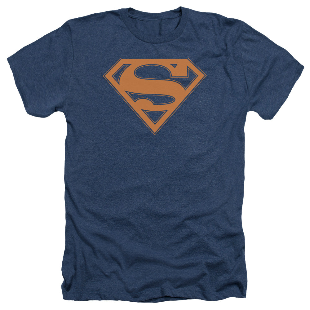Superman - Navy & Orange Shield - Adult Heather - Navy
