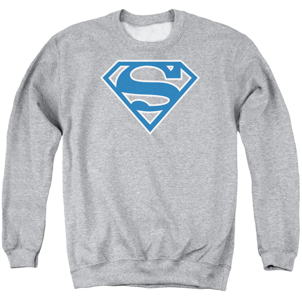 Superman - Blue & White Shield - Adult Crewneck Sweatshirt - Athletic Heather
