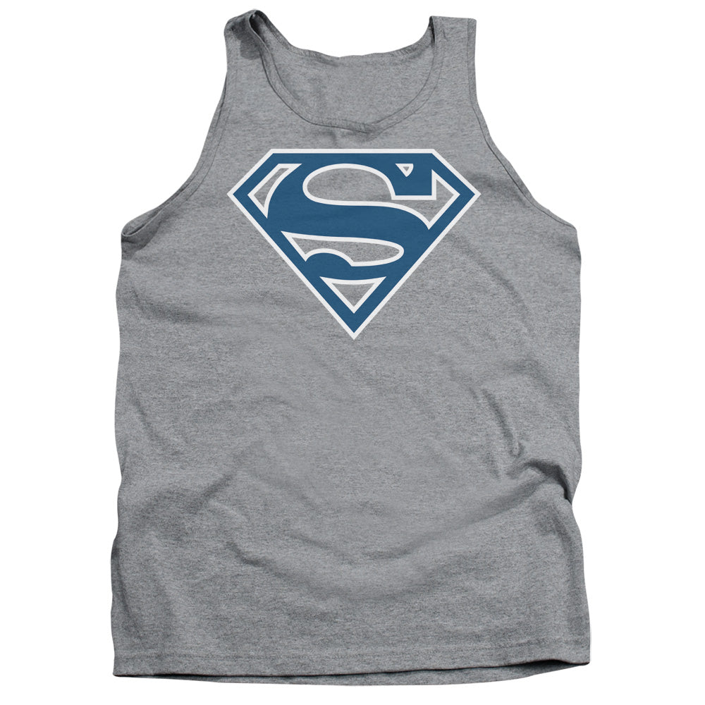 Superman - Blue & White Shield - Adult Tank - Athletic Heather