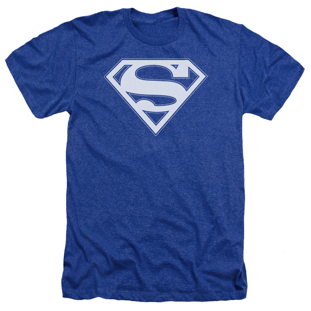 Superman - Blue & White Shield - Adult Heather - Royal Blue