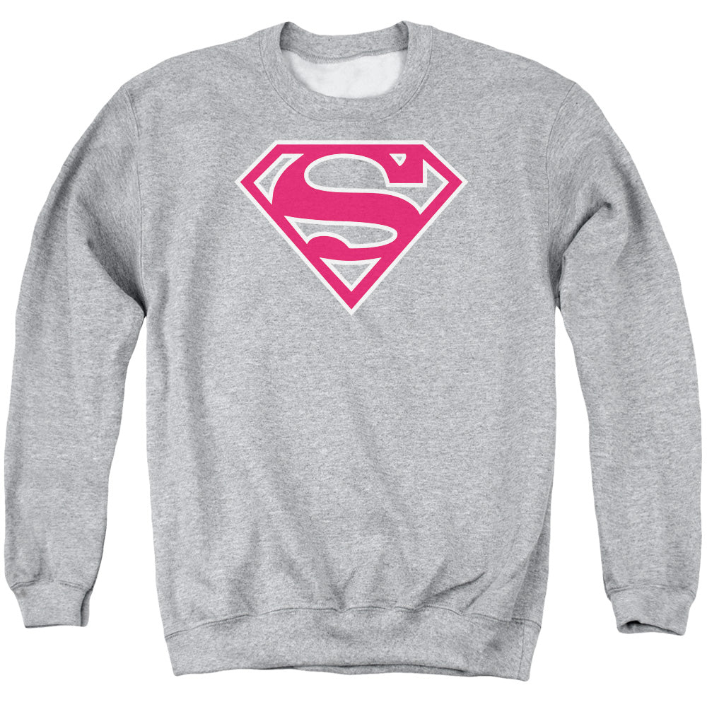 Superman - Red & White Shield - Adult Crewneck Sweatshirt - Athletic Heather