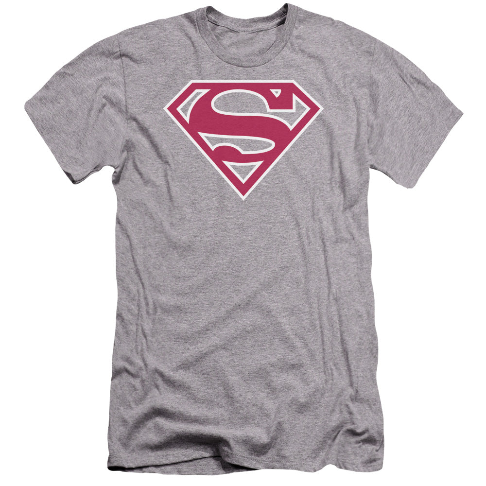 Superman - Red & White Shield-premuim Canvas Adult Slim Fit 30/1 - Athletic Heather