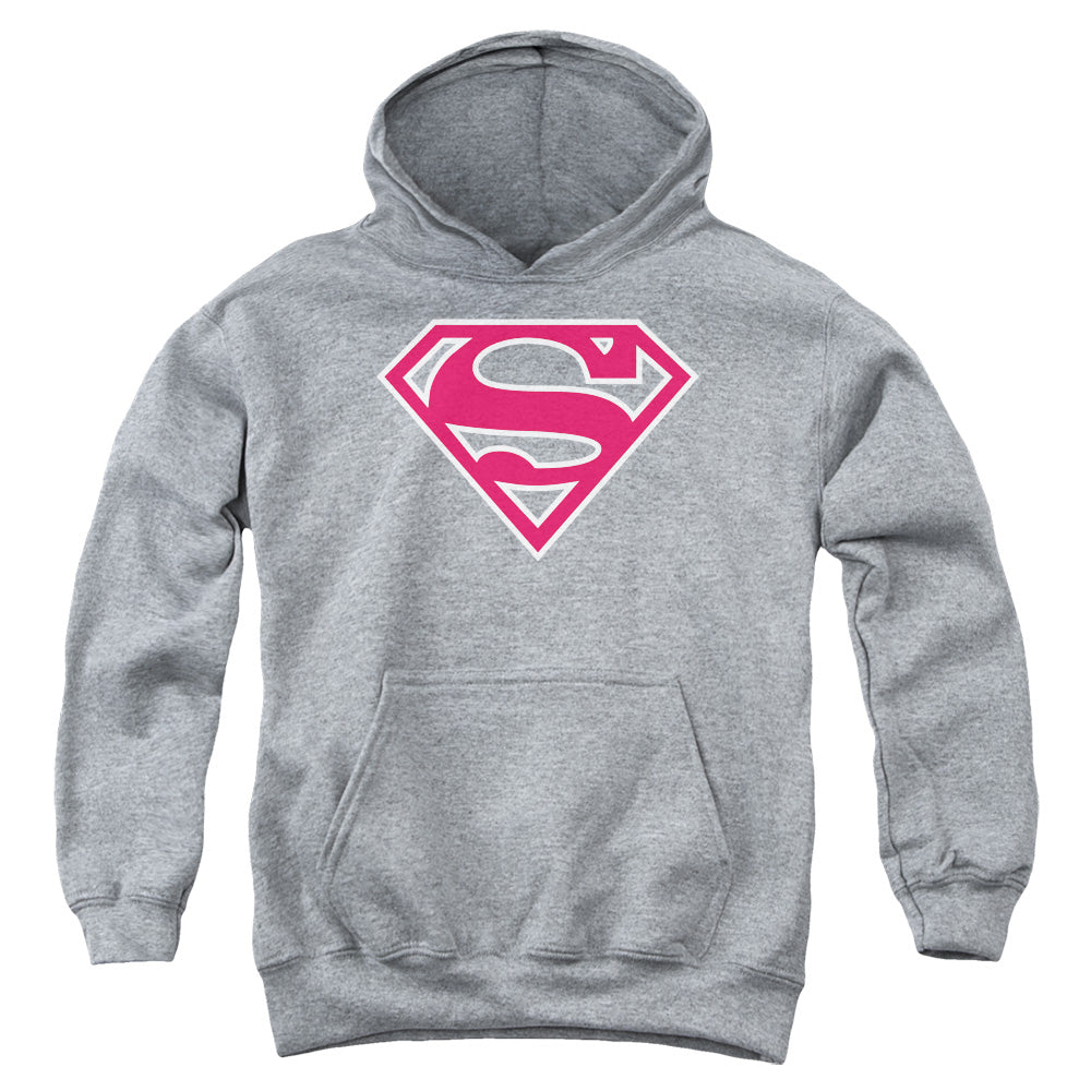 Superman - Red & White Shield - Youth Pull-over Hoodie - Athletic Heather
