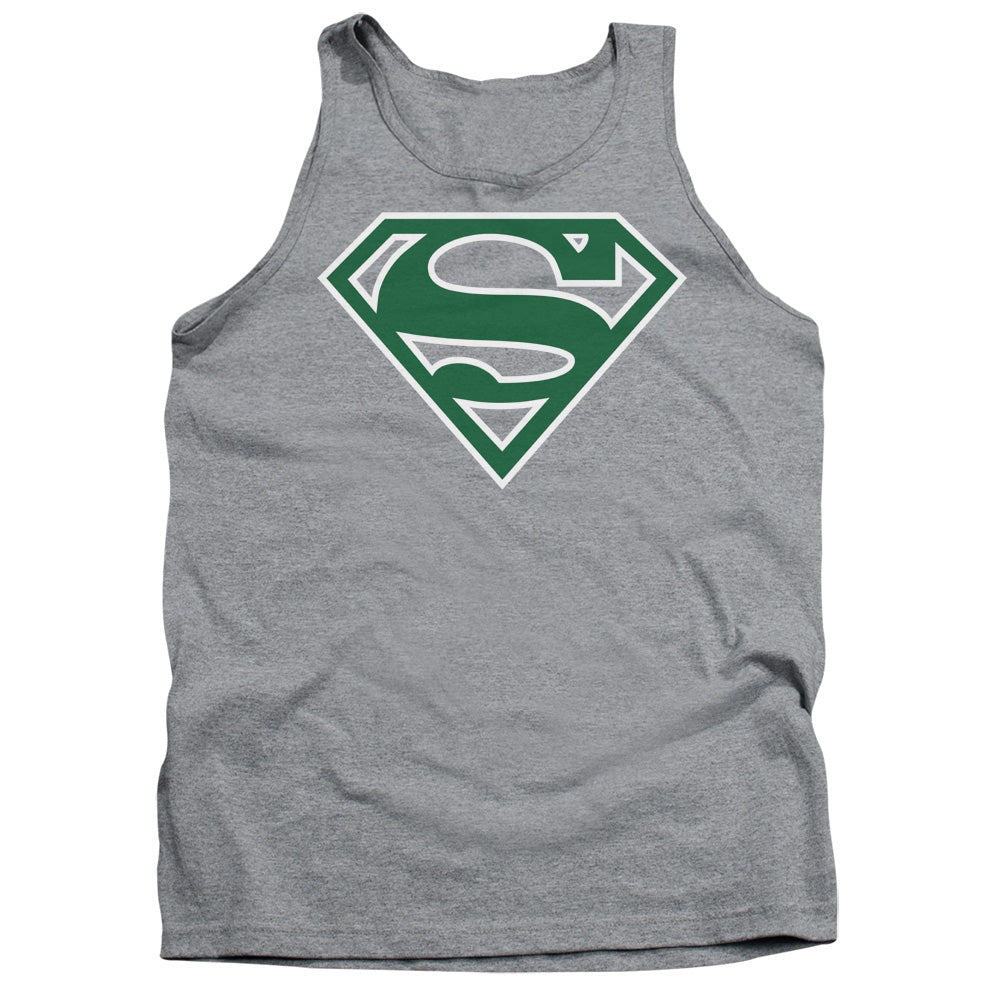 Superman - Green & White Shield - Adult Tank - Athletic Heather