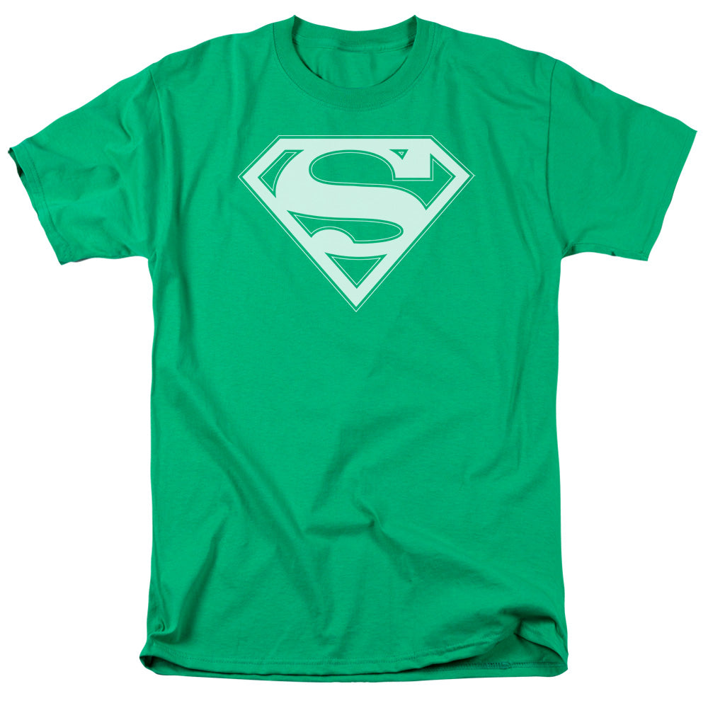 Superman - Green & White Shield - Short Sleeve Adult 18/1 - Kelly Green T-shirt