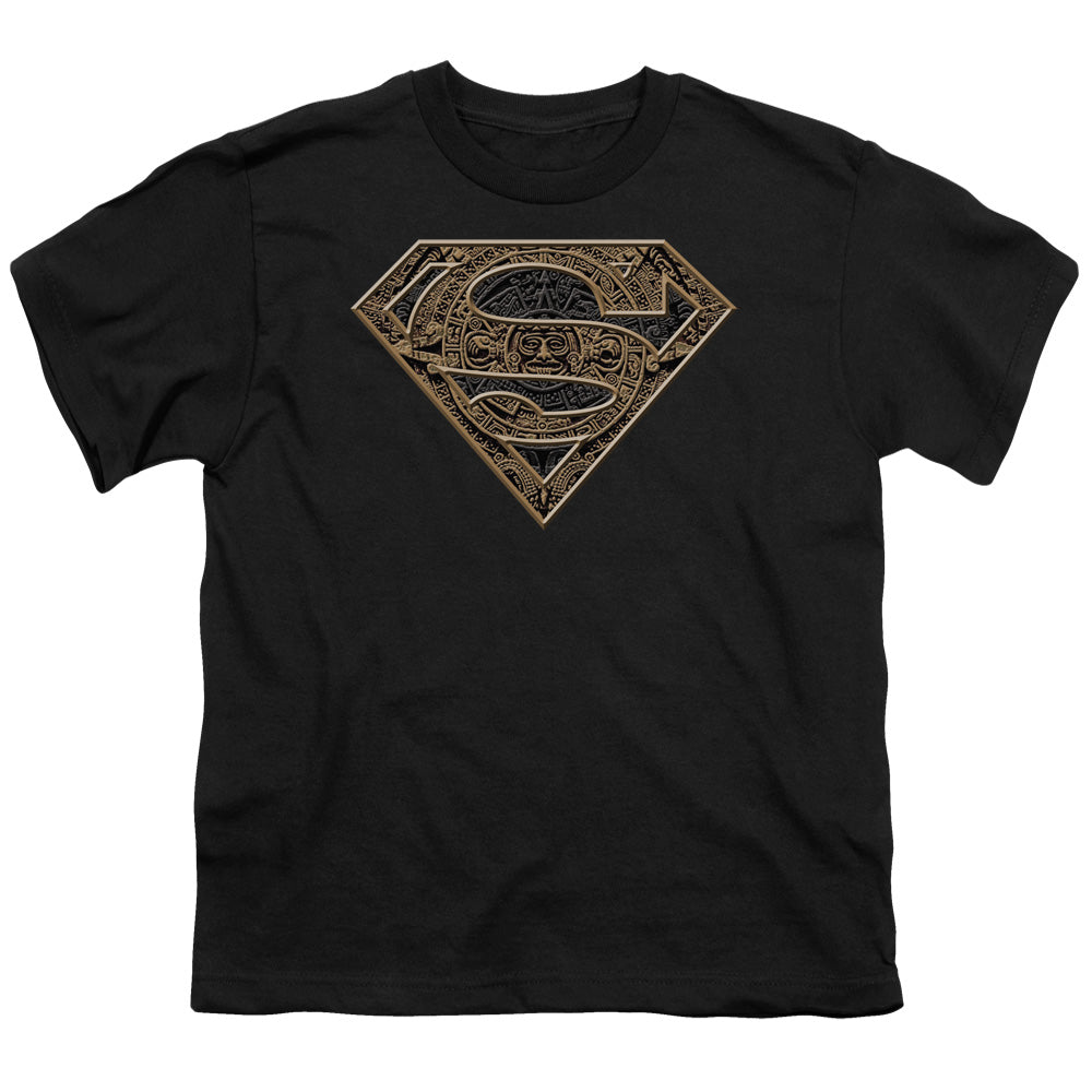 Superman - Aztec Shield - Short Sleeve Youth 18/1 - Black T-shirt