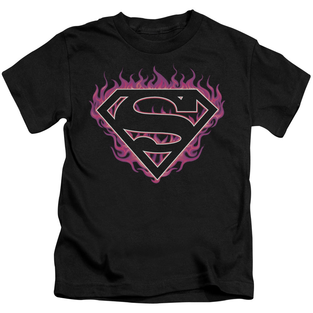 SUPERMAN FUCHSIA FLAMES - S/S JUVENILE 18/1 - BLACK - T-Shirt