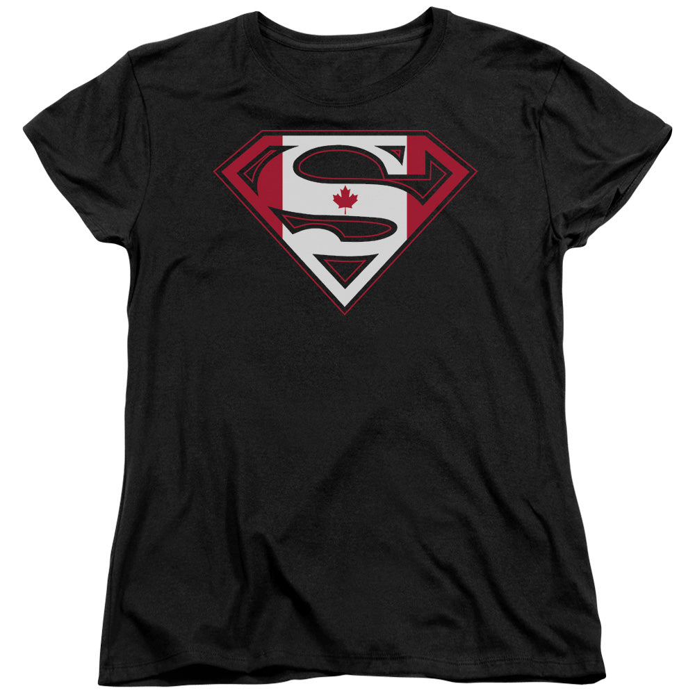 Superman - Canadian Shield - Short Sleeve Womens Tee - Black T-shirt