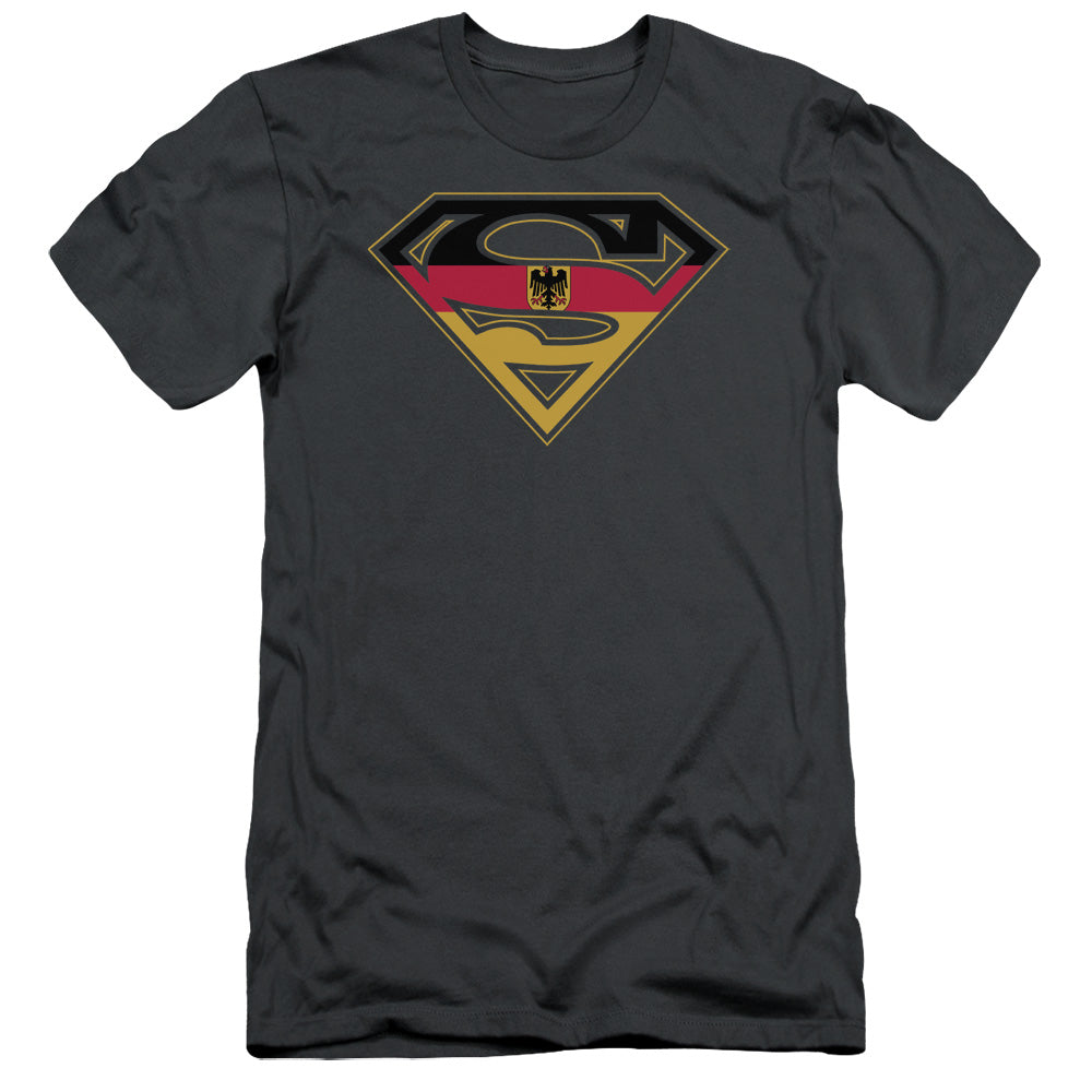 Superman - German Shield - Short Sleeve Adult 30/1 - Charcoal T-shirt