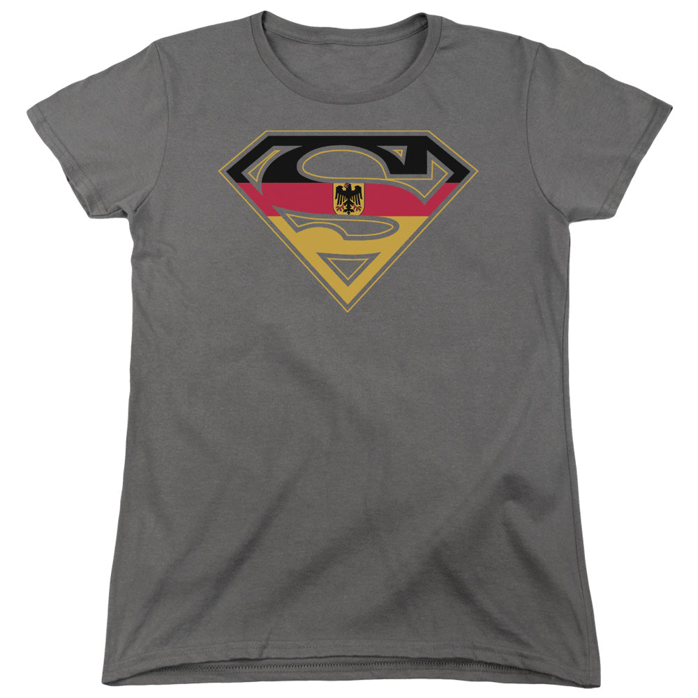 Superman - German Shield - Short Sleeve Womens Tee - Charcoal T-shirt