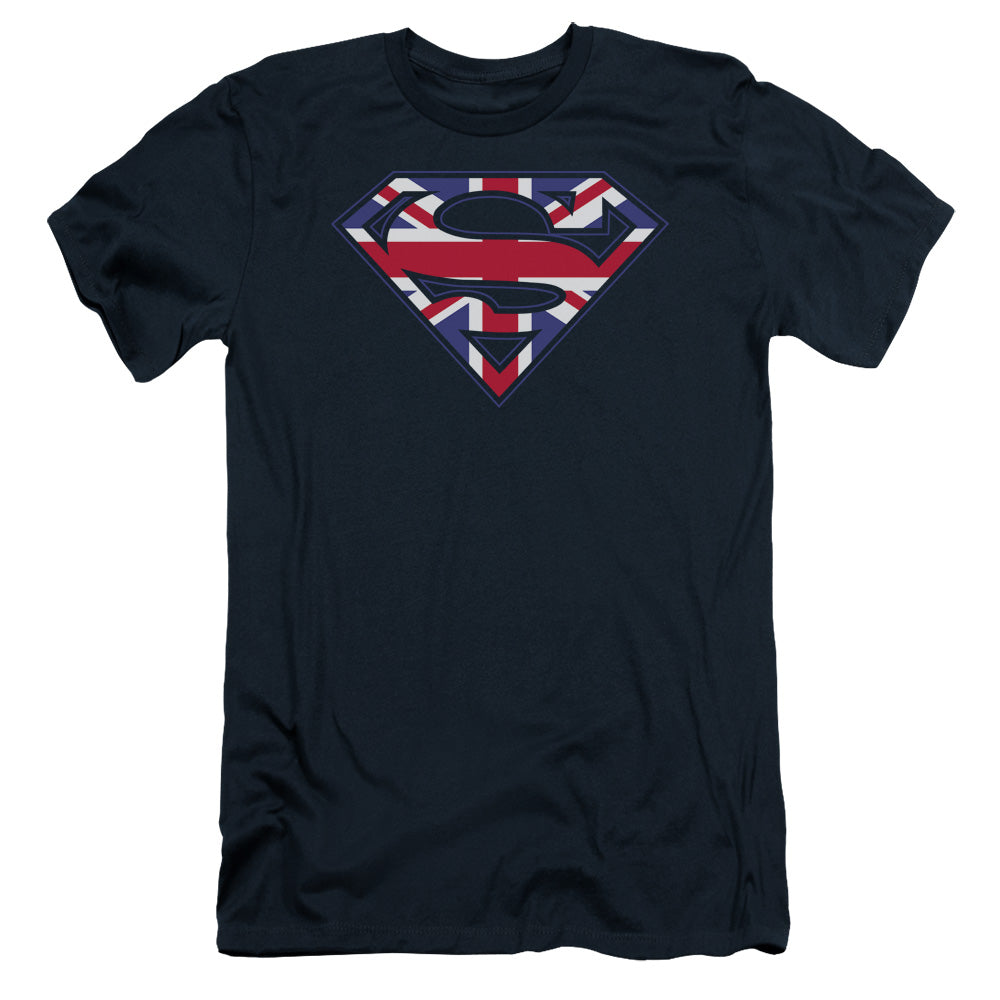 Superman - Great Britian Shield - Short Sleeve Adult 30/1 - Navy T-shirt