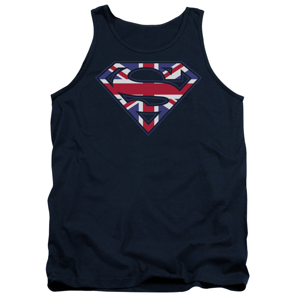 Superman - Great Britian Shield - Adult Tank - Navy