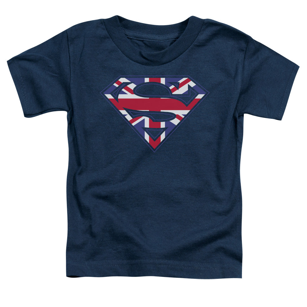 Superman - Great Britian Shield - Short Sleeve Toddler Tee - Navy T-shirt
