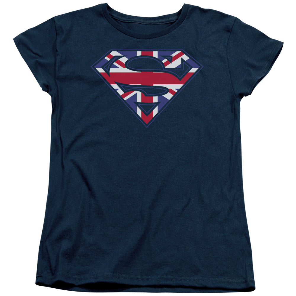 Superman - Great Britian Shield - Short Sleeve Womens Tee - Navy T-shirt