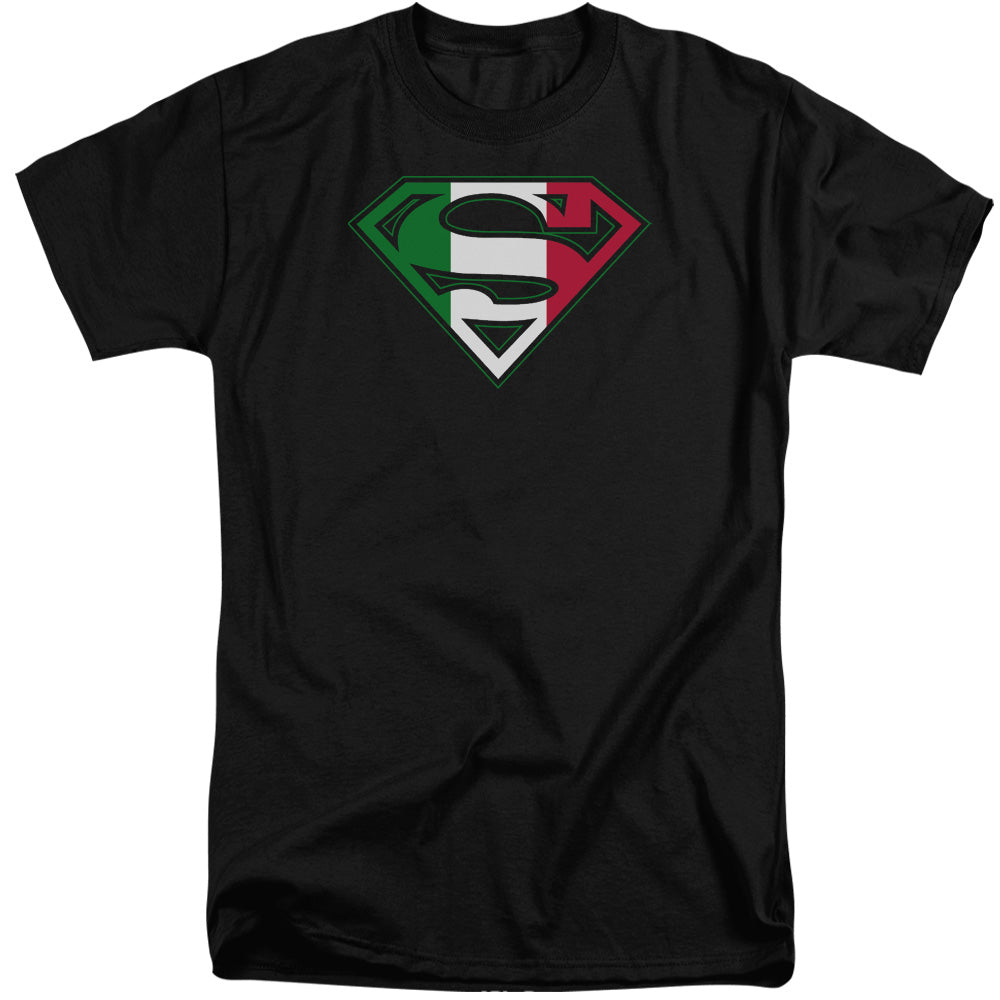 Superman - Italian Shield - Short Sleeve Adult Tall - Black T-shirt