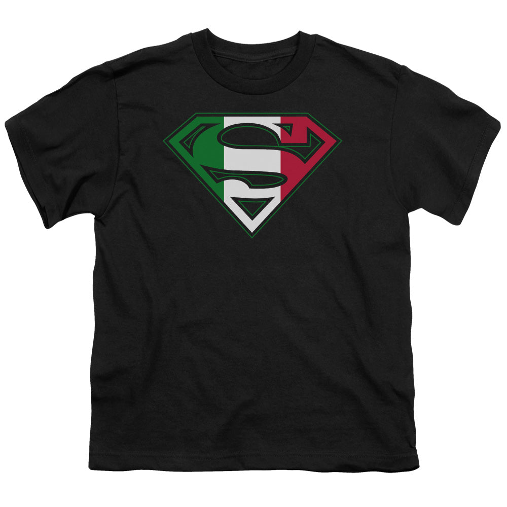 Superman - Italian Shield - Short Sleeve Youth 18/1 - Black T-shirt
