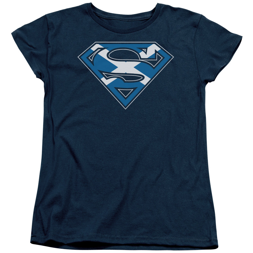 Superman - Scottish Shield - Short Sleeve Womens Tee - Navy T-shirt