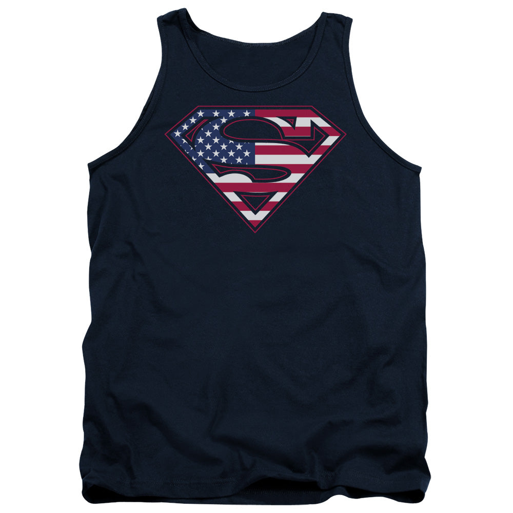 Superman - U S Shield - Adult Tank - Navy