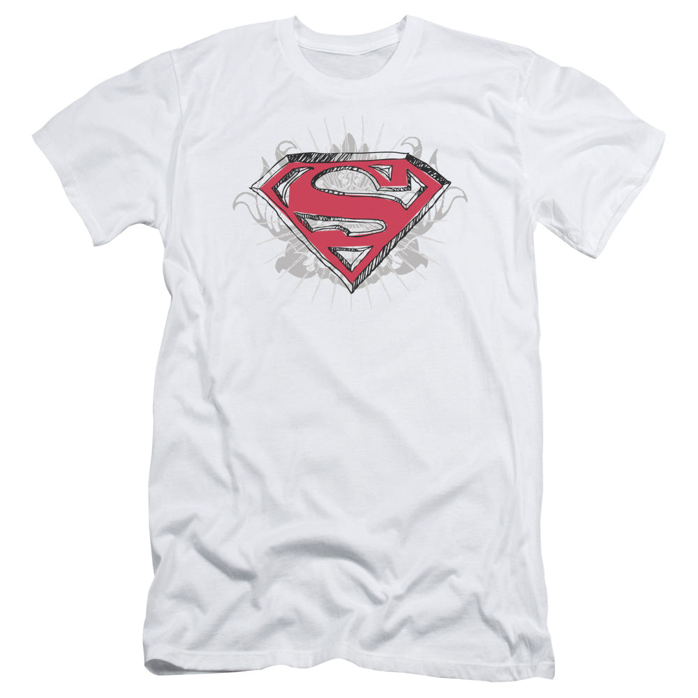 Superman - Hastily Drawn Shield - Short Sleeve Adult 30/1 - White T-shirt