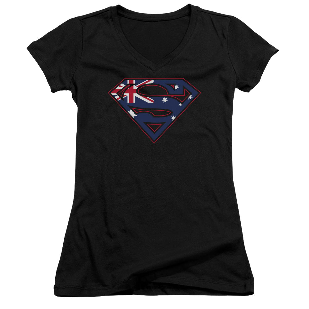 Superman - Australian Shield - Junior V-neck - Black