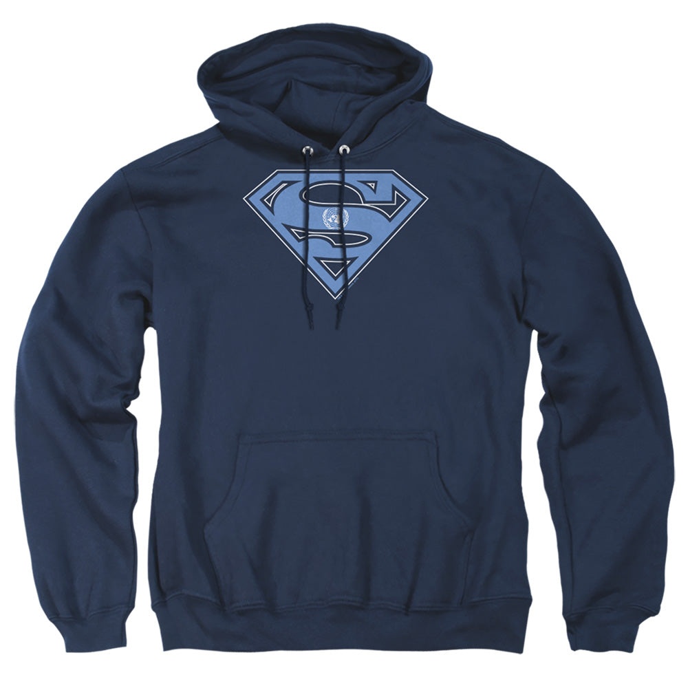 Superman - U N Shield - Adult Pull-over Hoodie - Navy