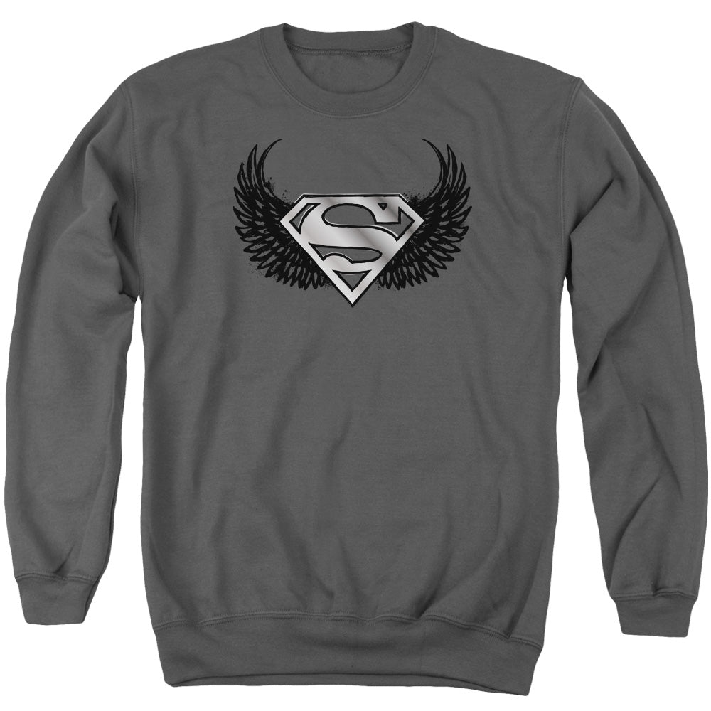 Superman Dirty Wings - Adult Crewneck Sweatshirt - Charcoal