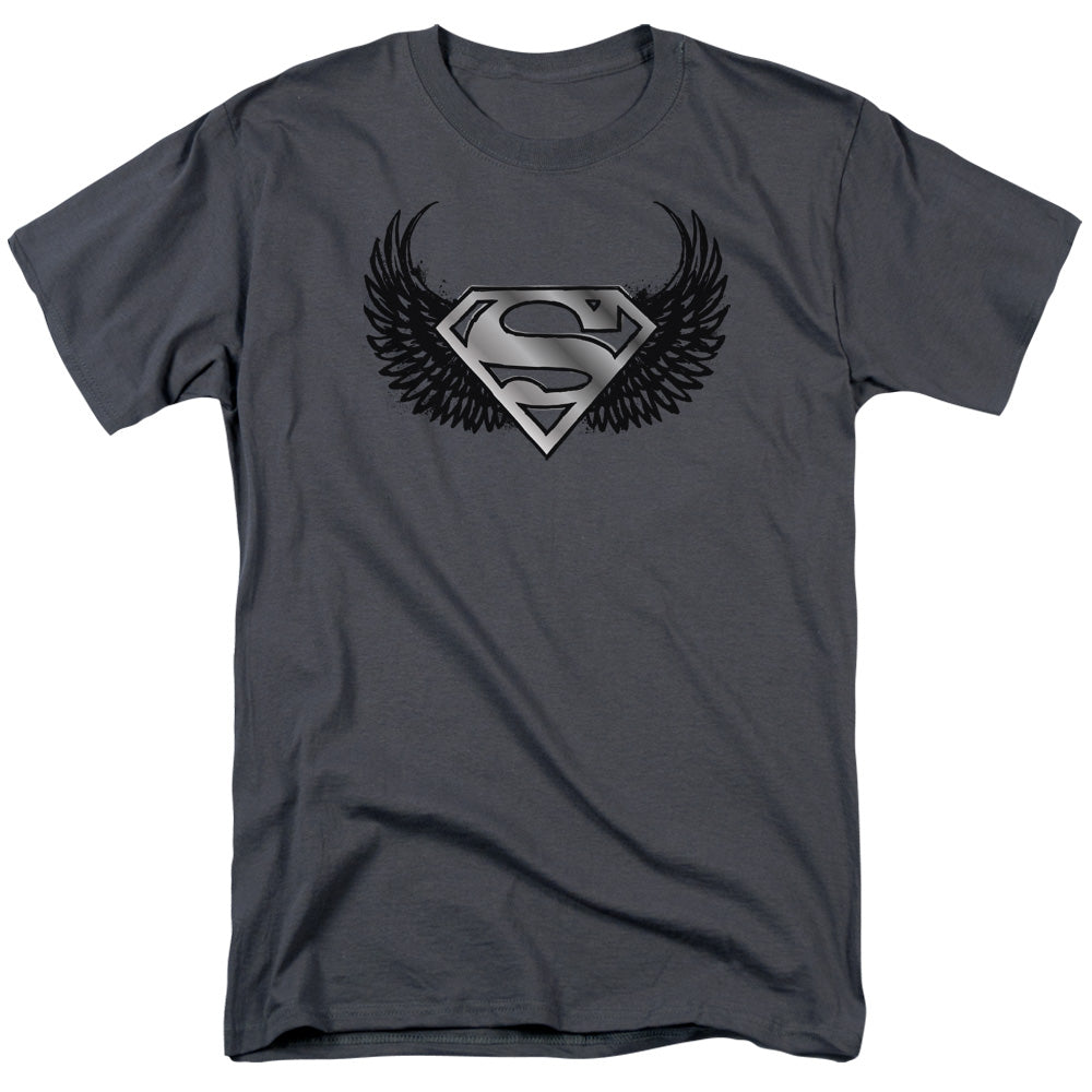 Superman - Dirty Wings - Short Sleeve Adult 18/1 - Charcoal T-shirt
