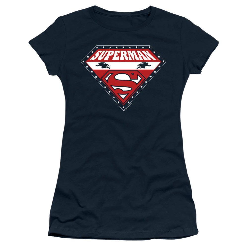 Superman - Superman For President - Short Sleeve Junior Sheer - Navy T-shirt