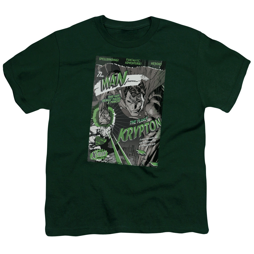 Superman - The Man From Krypton - Short Sleeve Youth 18/1 - Hunter Green T-shirt