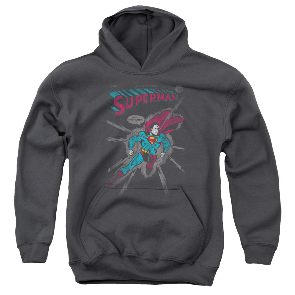 Superman - It Tickles - Youth Pull-over Hoodie - Charcoal