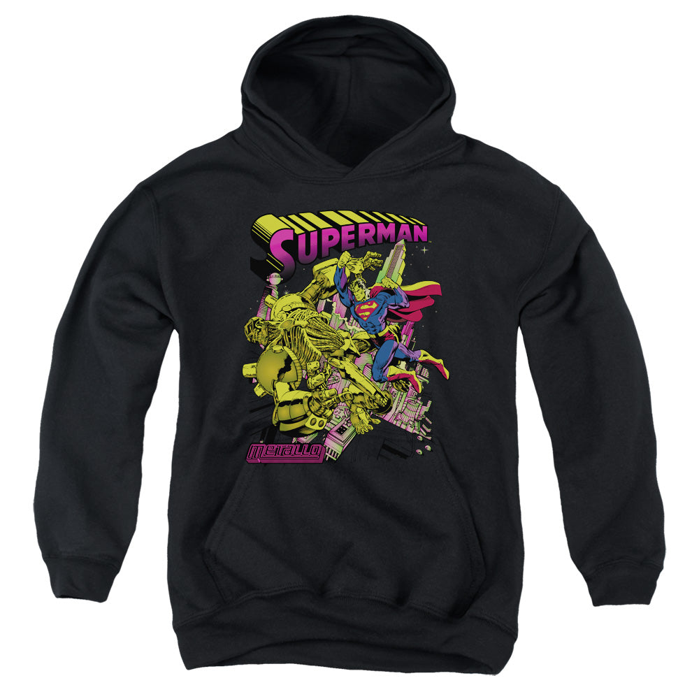 Superman - Versus Metallo Blacklight - Youth Pull-over Hoodie - Black