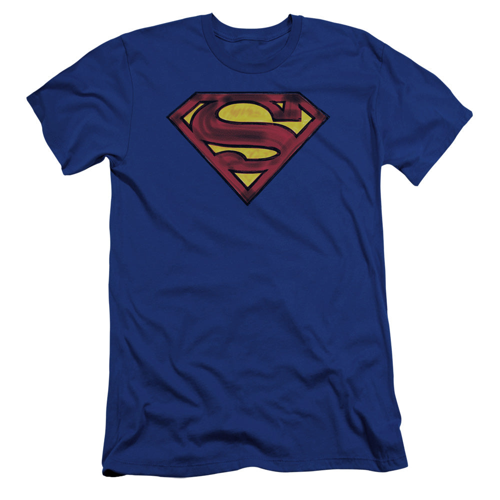 Superman - Charcoal Shield-premuim Canvas Adult Slim Fit 30/1 - Royal Blue