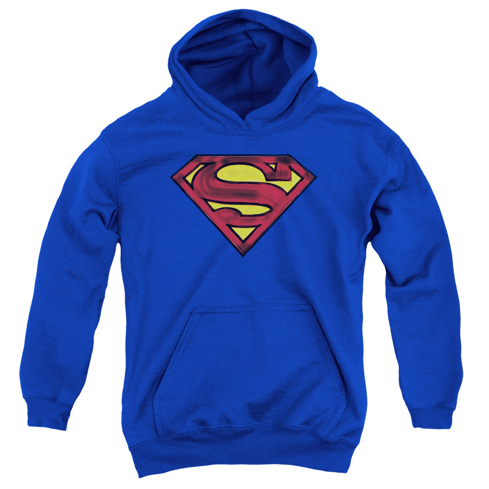 Superman - Charcoal Shield - Youth Pull-over Hoodie - Royal
