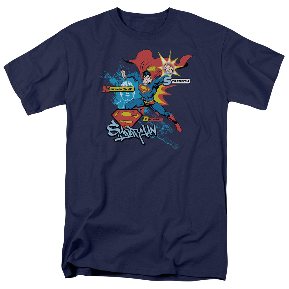 Superman - Abilities - Short Sleeve Adult 18/1 - Navy T-shirt