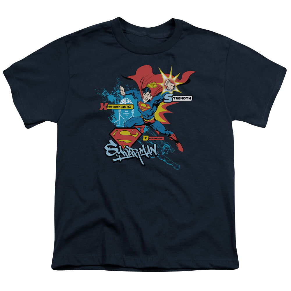 Superman - Abilities - Short Sleeve Youth 18/1 - Navy T-shirt