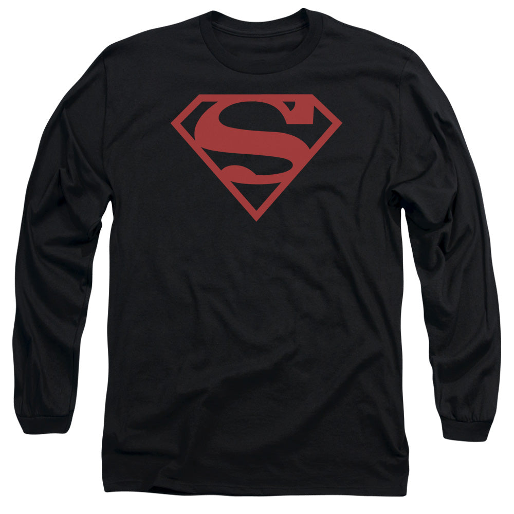 SUPERMAN RED ON BLACK SHIELD - L/S ADULT 18/1 - BLACK T-Shirt