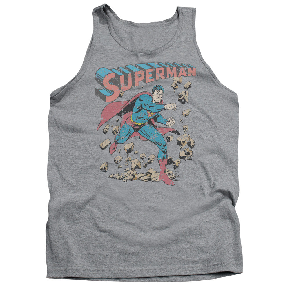 Superman - Mad At Rocks - Adult Tank - Athletic Heather
