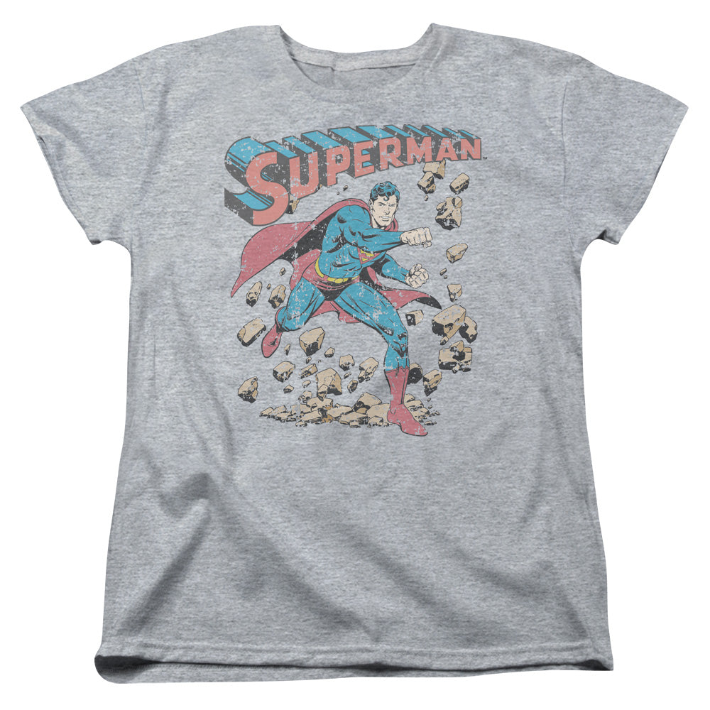 Superman - Mad At Rocks - Short Sleeve Womens Tee - Athletic Heather T-shirt