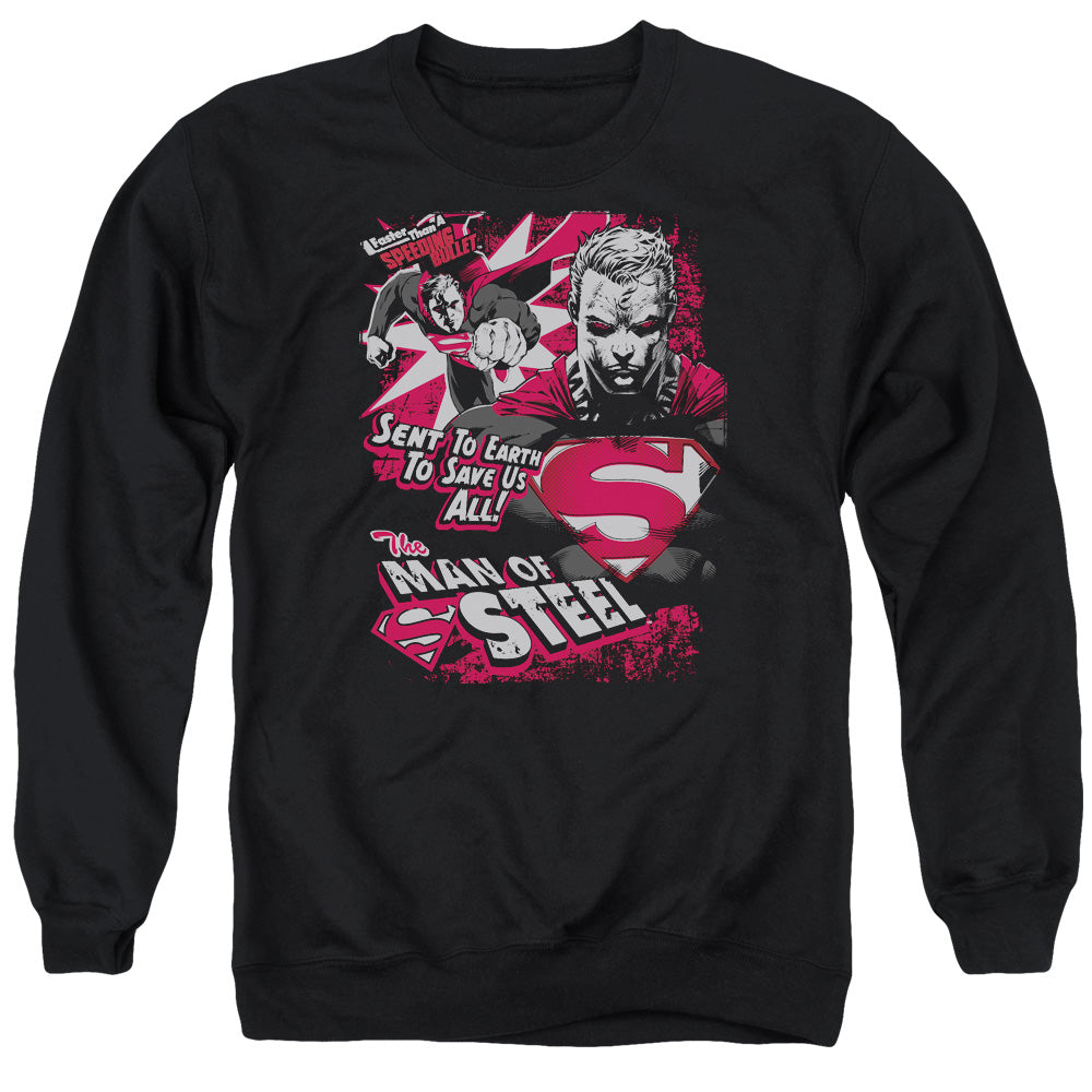 Superman - Save Us All - Adult Crewneck Sweatshirt - Black