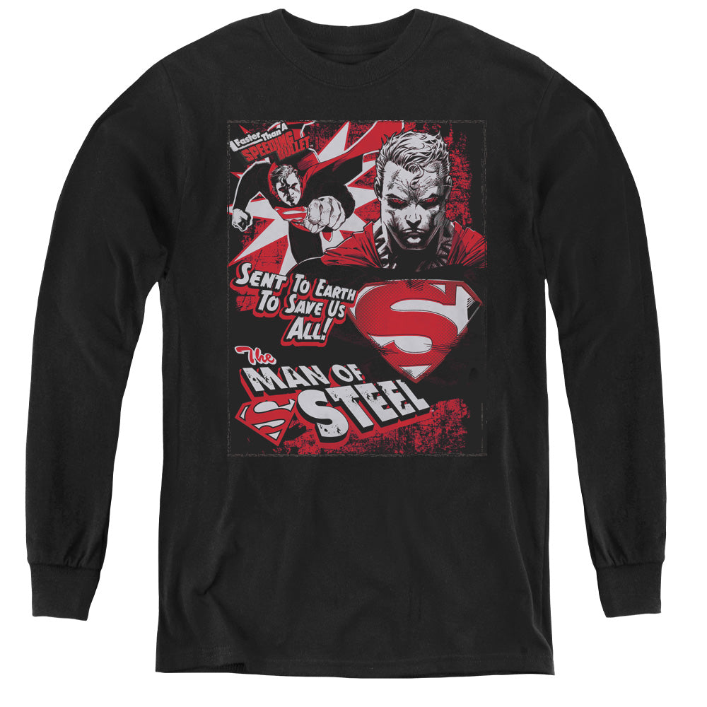 Superman - Save Us All - Youth Long Sleeve Tee - Black