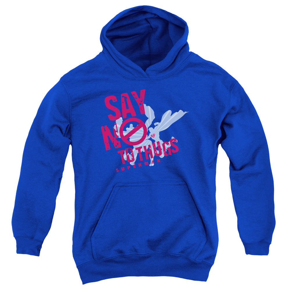 Superman - Say No To Thugs - Youth Pull-over Hoodie - Royal Blue
