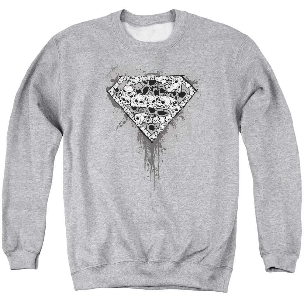 Superman - Many Super Skulls - Adult Crewneck Sweatshirt - Athletic Heather