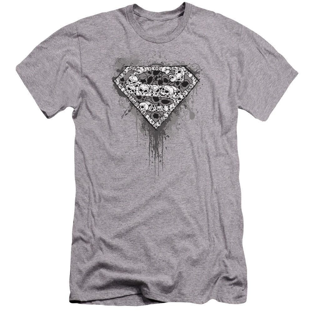 Superman - Many Super Skulls-premuim Canvas Adult Slim Fit 30/1 - Athletic Heather