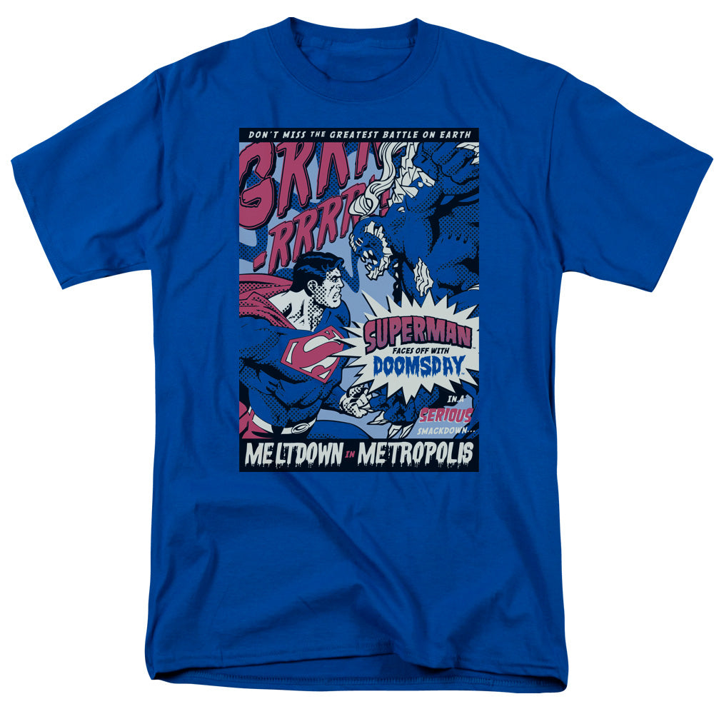 Superman - Meltdown - Short Sleeve Adult 18/1 - Royal Blue T-shirt