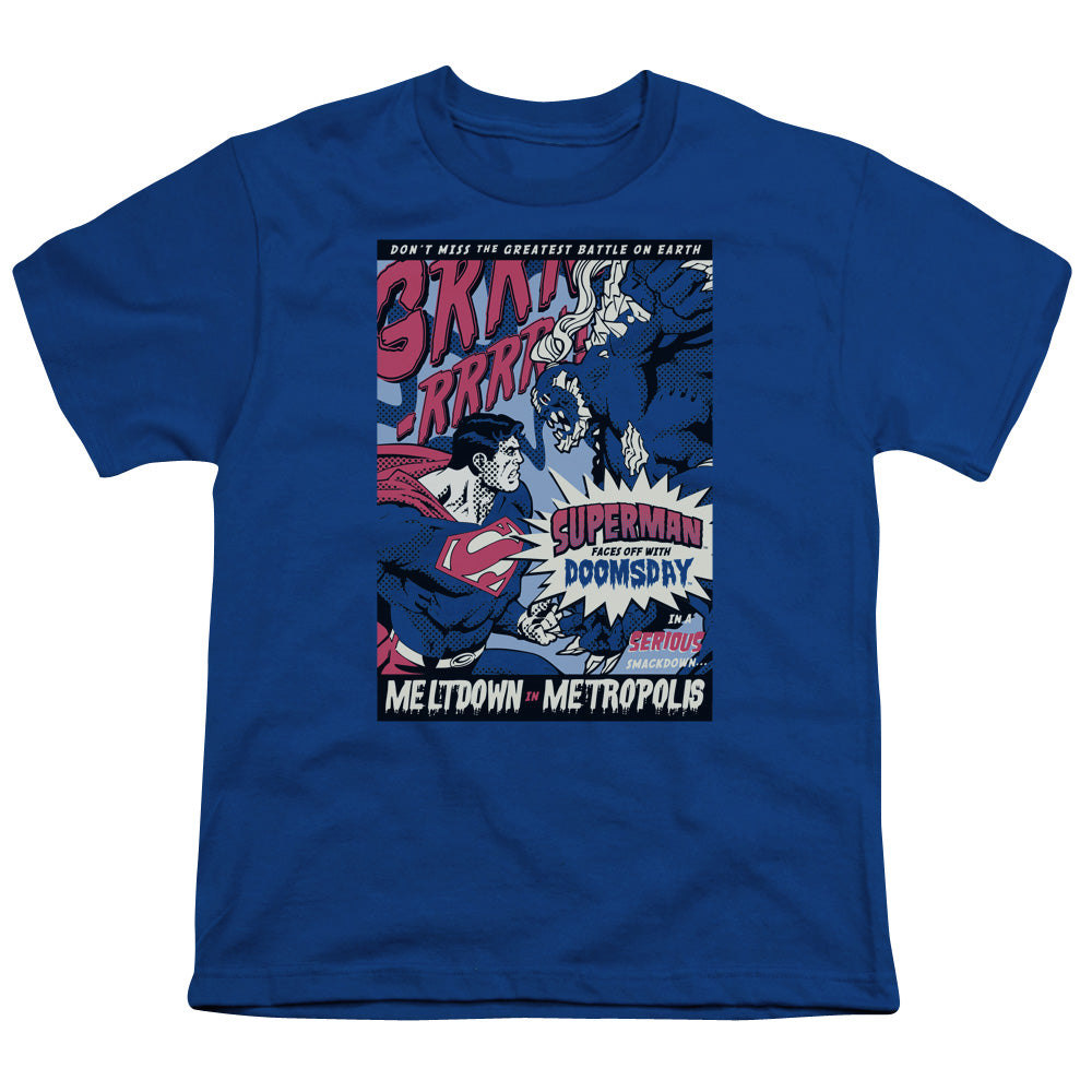 Superman - Meltdown - Short Sleeve Youth 18/1 - Royal Blue T-shirt