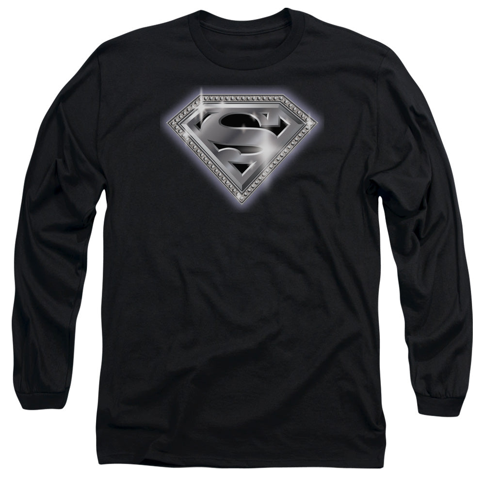 Superman - Bling Shield - Long Sleeve Adult 18/1 - Black T-shirt
