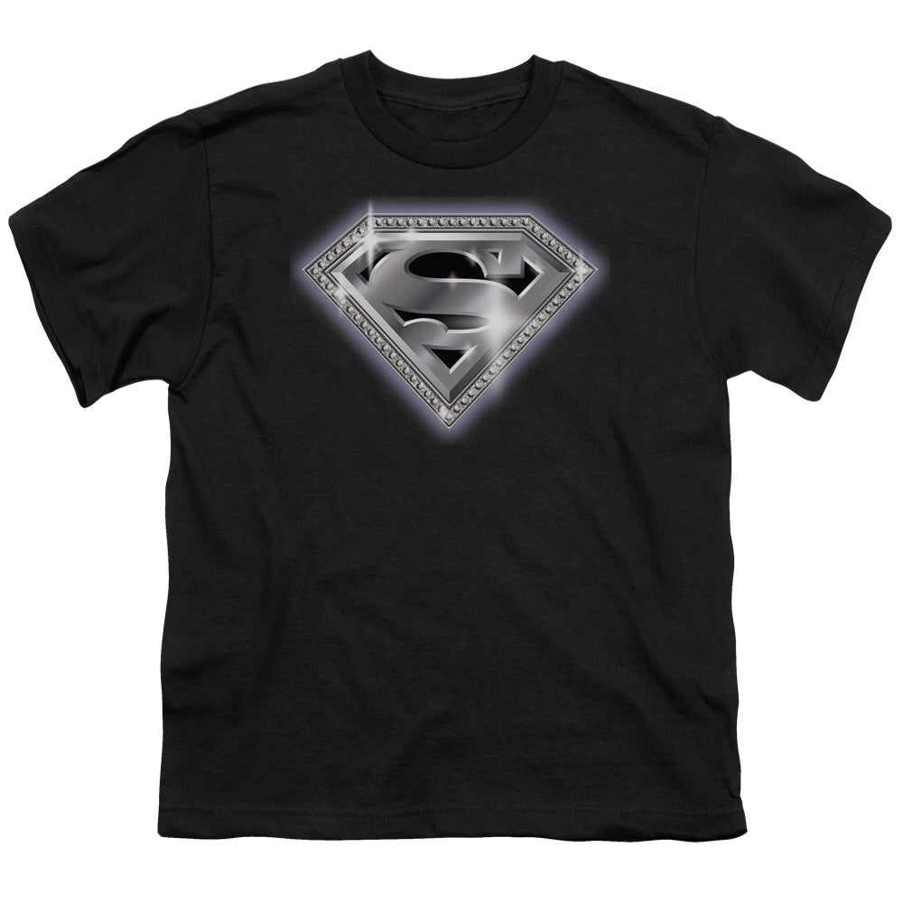 Superman - Bling Shield - Short Sleeve Youth 18/1 - Black T-shirt