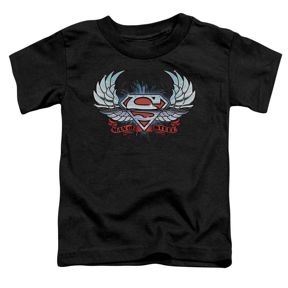 Superman - Chrome Wings Shield - Short Sleeve Toddler Tee - Black T-shirt